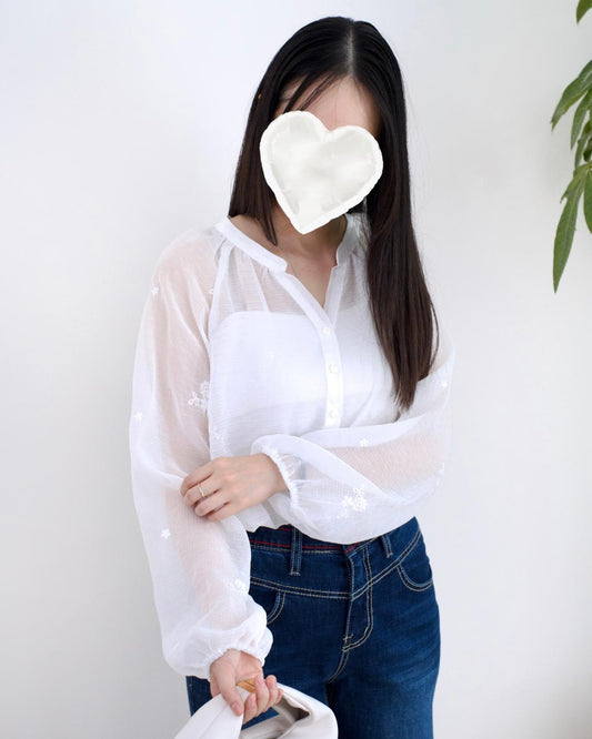 韓國刺繡花花襯衫