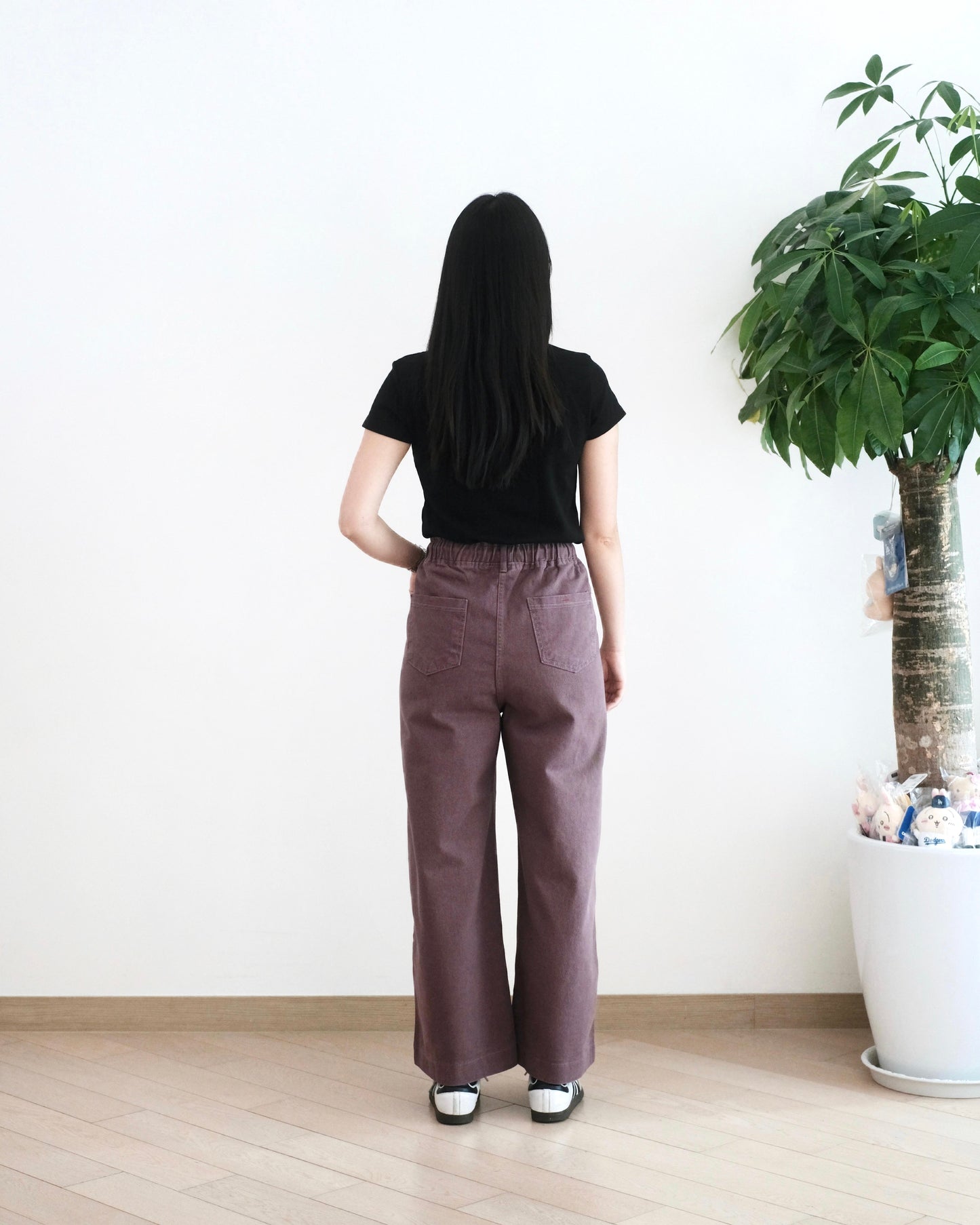 韓國全橡筋直筒扯布褲