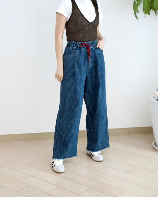 韓國直筒條紋牛仔褲