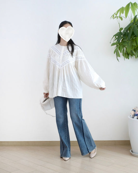 韓國Lace通花邊小襯衫