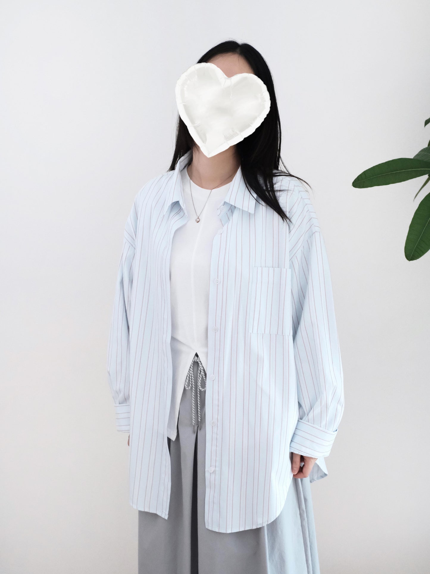 韓國後束腰直紋裇衫