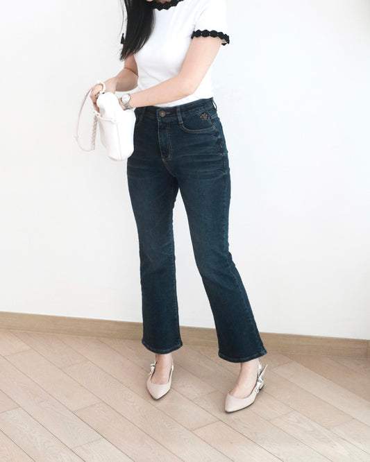 韓國洗水微喇叭牛仔褲