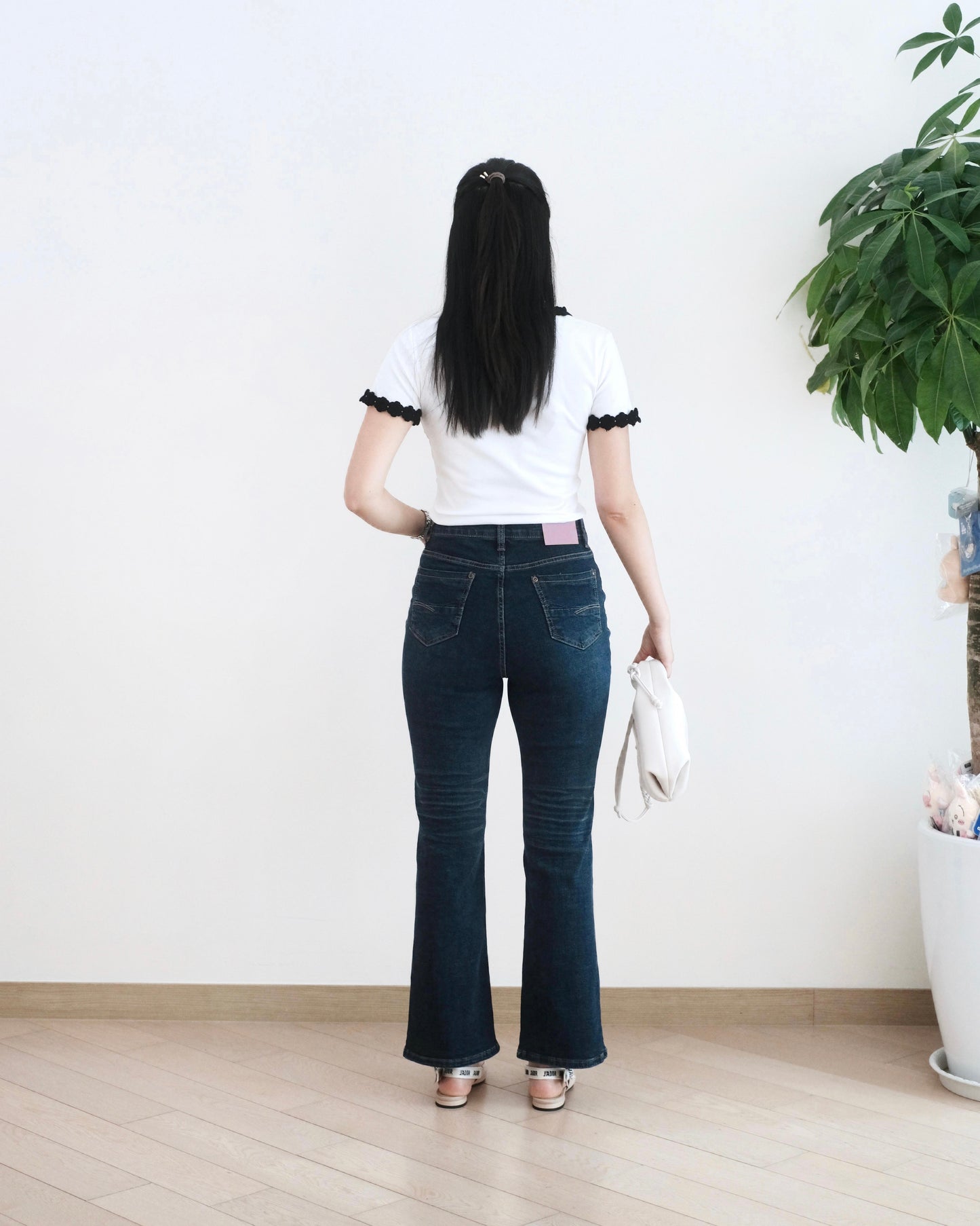 韓國洗水微喇叭牛仔褲