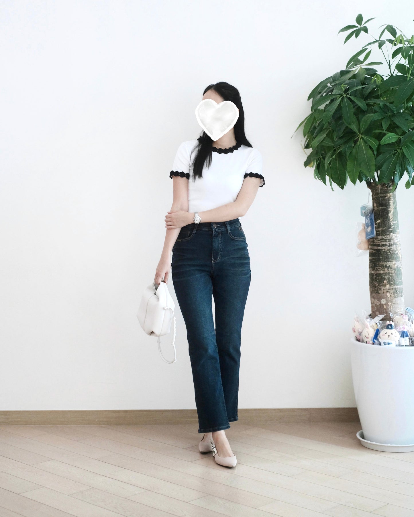 韓國洗水微喇叭牛仔褲