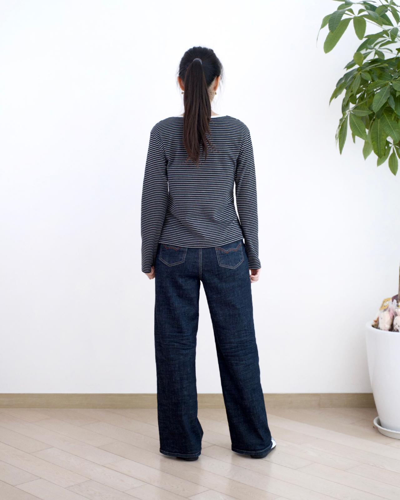 韓國原色闊筒牛仔褲