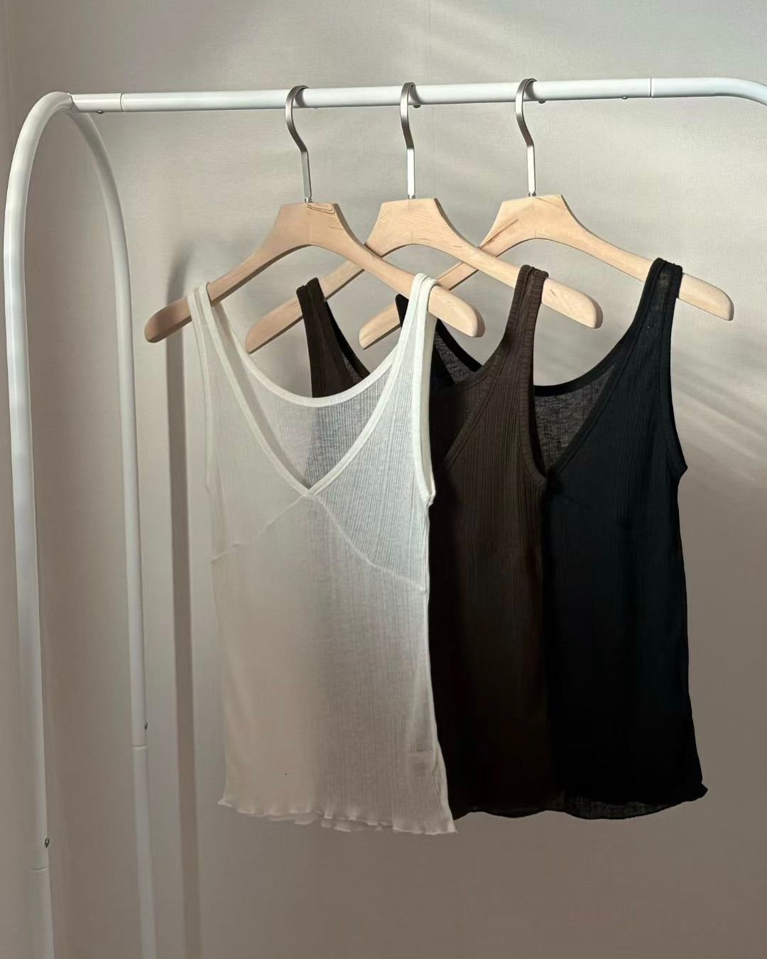 韓國Ruffle邊螺紋Set Top