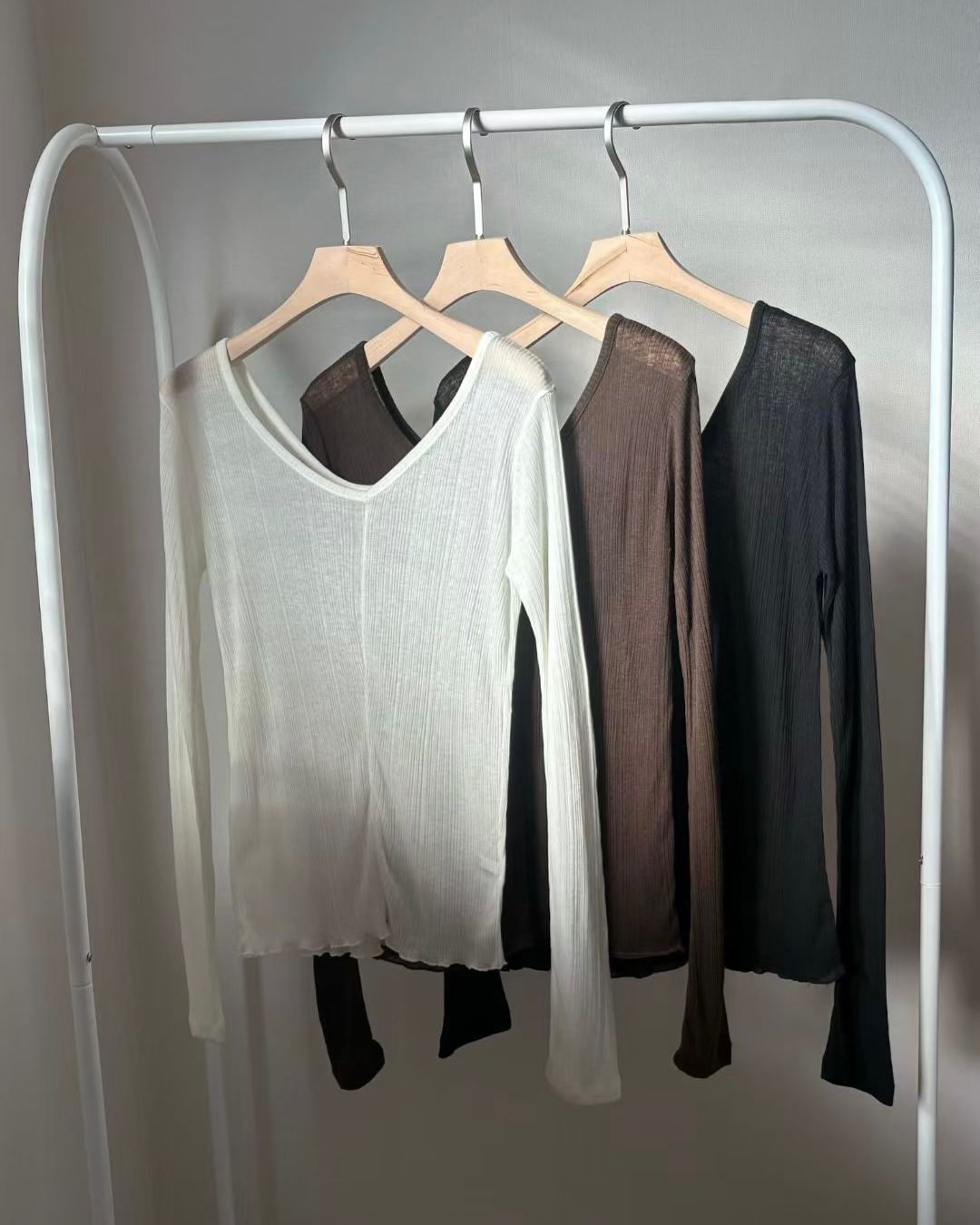 韓國Ruffle邊螺紋Set Top