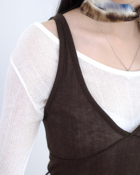 韓國Ruffle邊螺紋Set Top