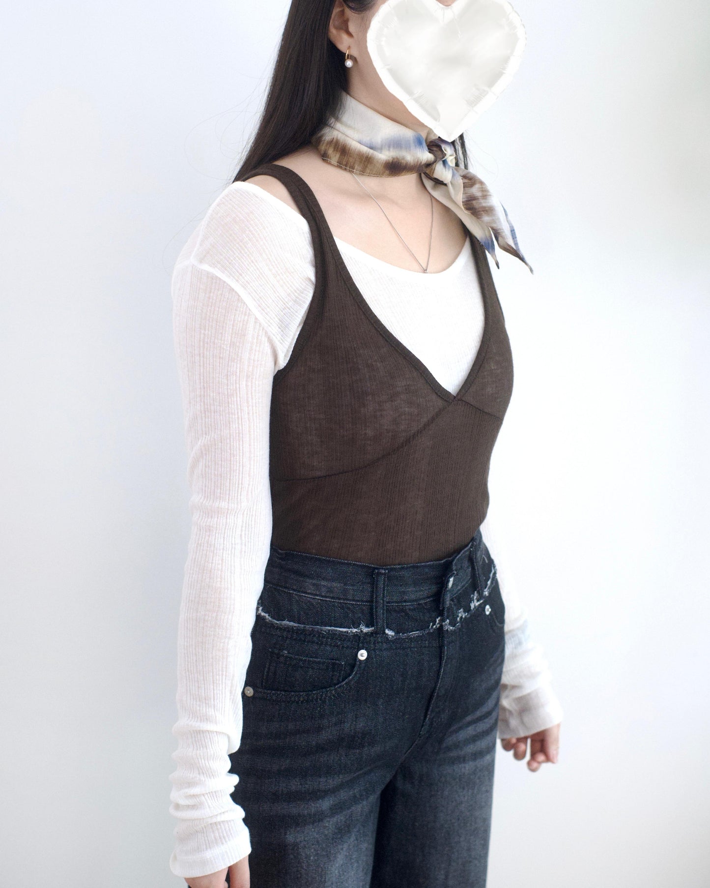 韓國Ruffle邊螺紋Set Top