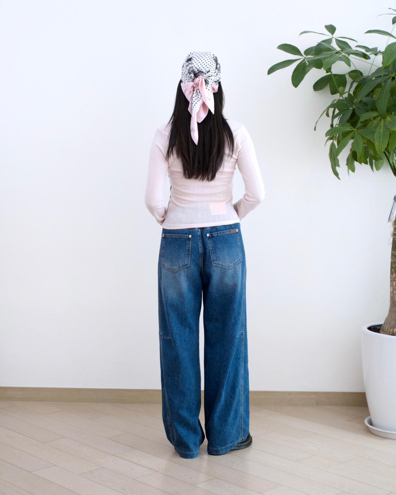 Vikini 洗水闊筒全橡筋牛仔褲