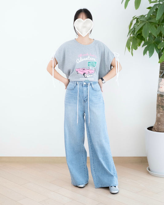 Vikini 束繩闊筒牛仔褲