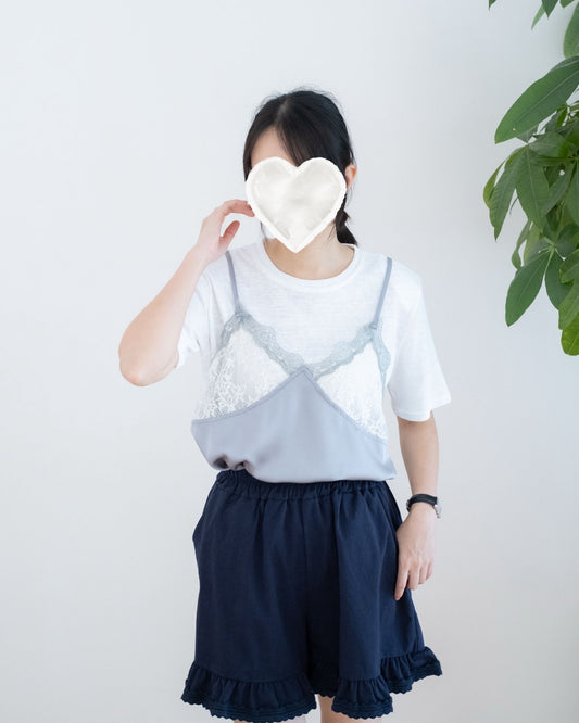 韓國假兩件Lace吊帶Tee