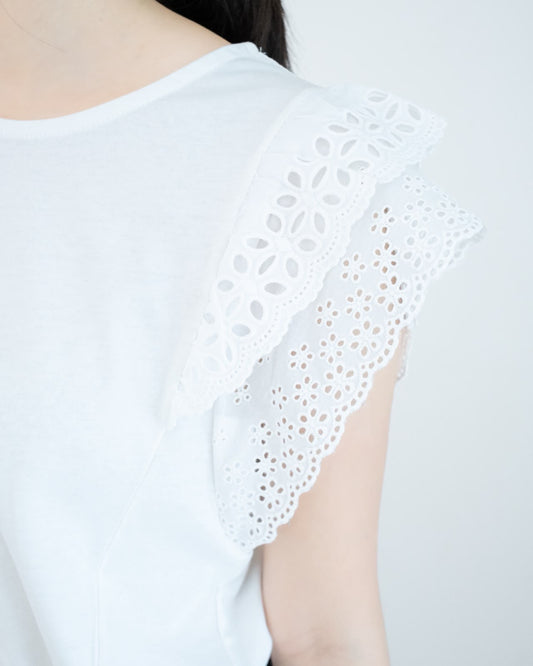 Lace小飛䄂通花Tee