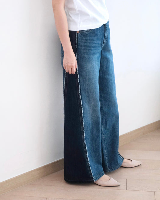 Howluk 撞色蘇蘇闊筒牛仔褲