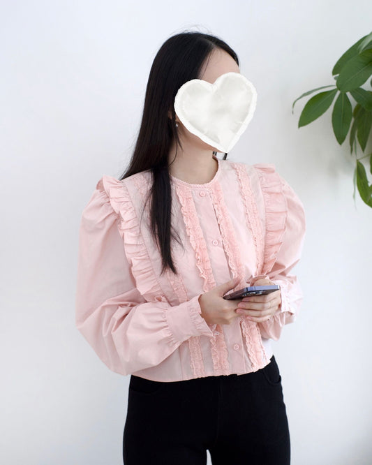 韓國Lace Ruffle襯衫