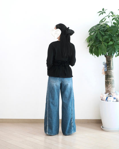 Gori Lace花邊闊筒牛仔褲