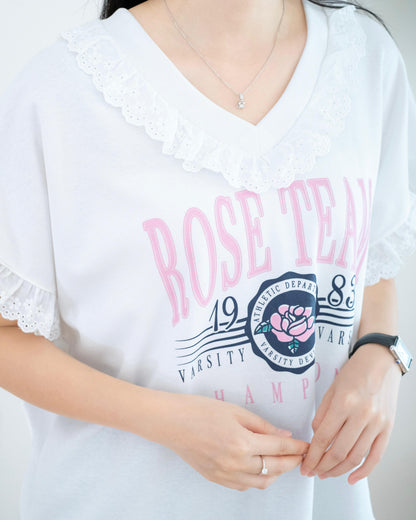 Lace撞英文字Tee