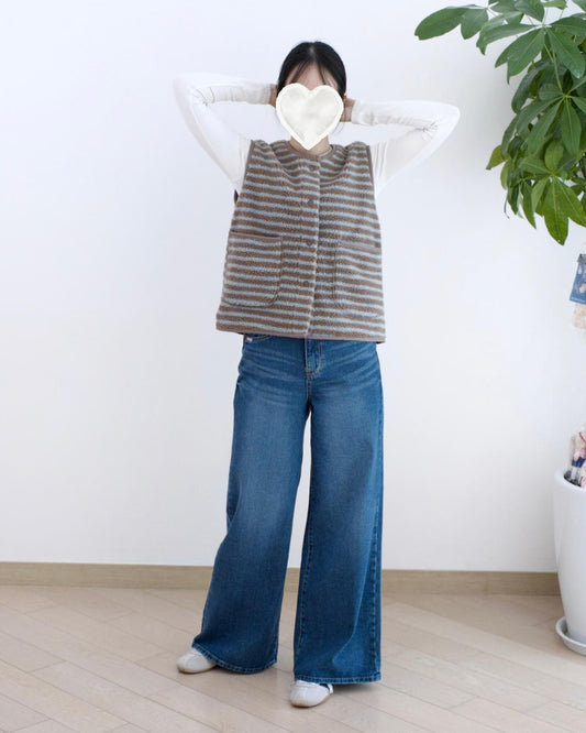 韓國洗水闊筒牛仔褲