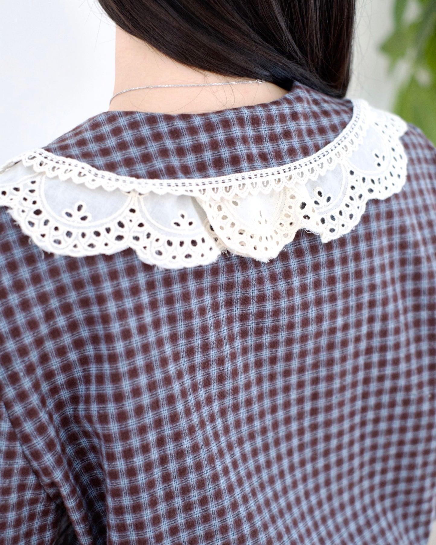 韓國Lace花邊格仔襯衫