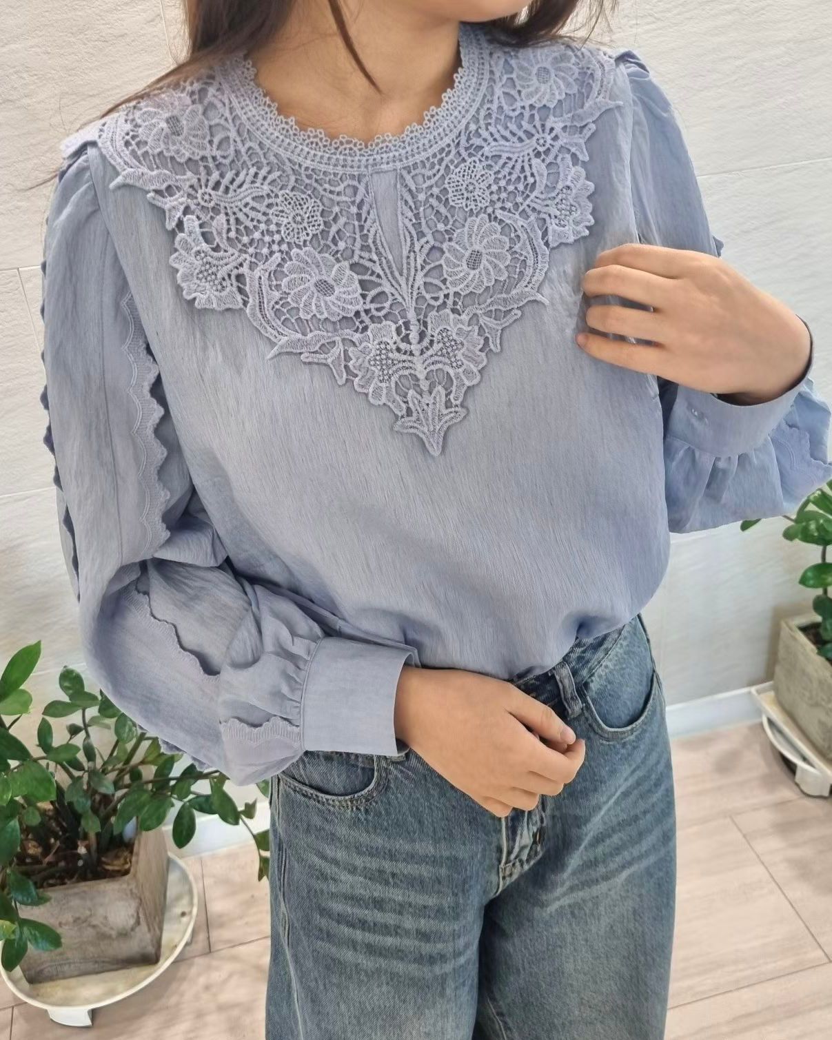 韓國Lace襯衫