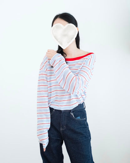 圓領撞色橫間 Tee