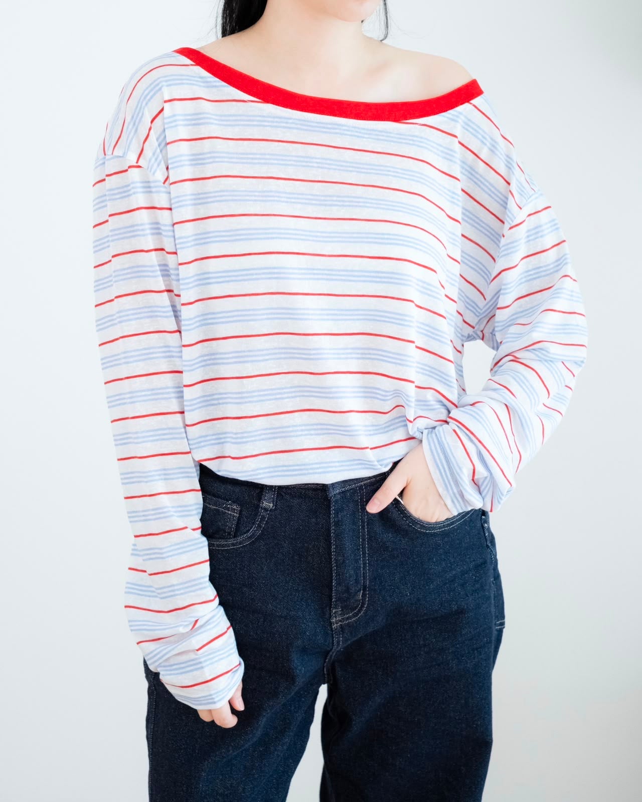 圓領撞色橫間 Tee