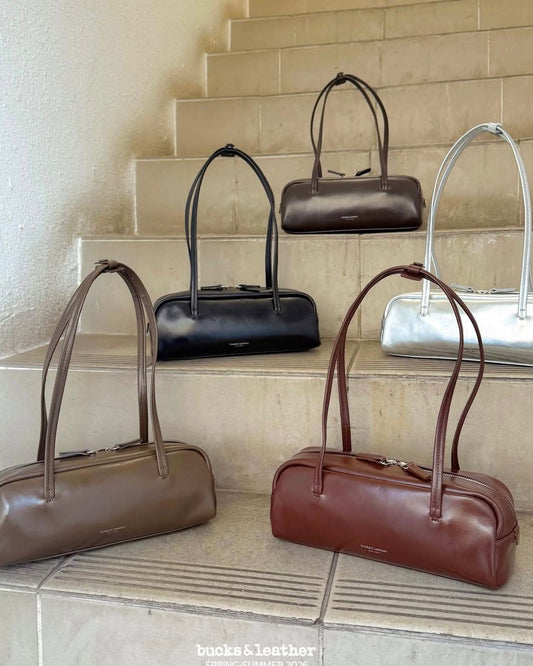 Bucks & Leather 油蠟牛皮亮面法棍袋 (細)