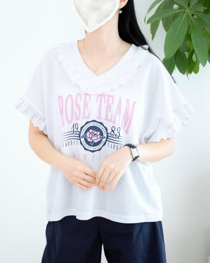 Lace撞英文字Tee