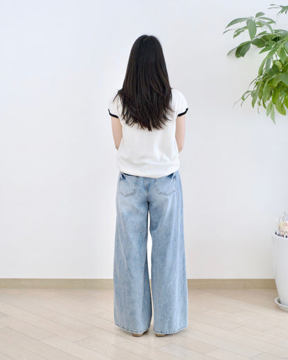 Howluk 釘珠闊筒牛仔褲