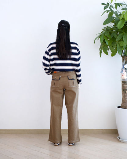 Moci 全橡筋闊筒扯布褲︎