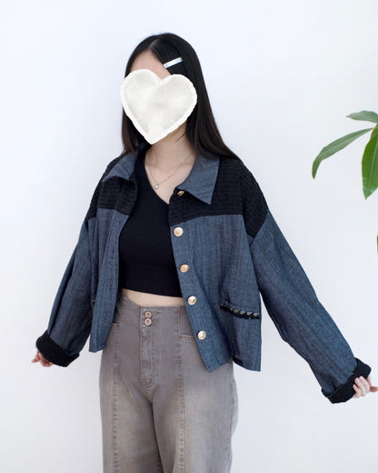 韓國小香風麻質薄外套