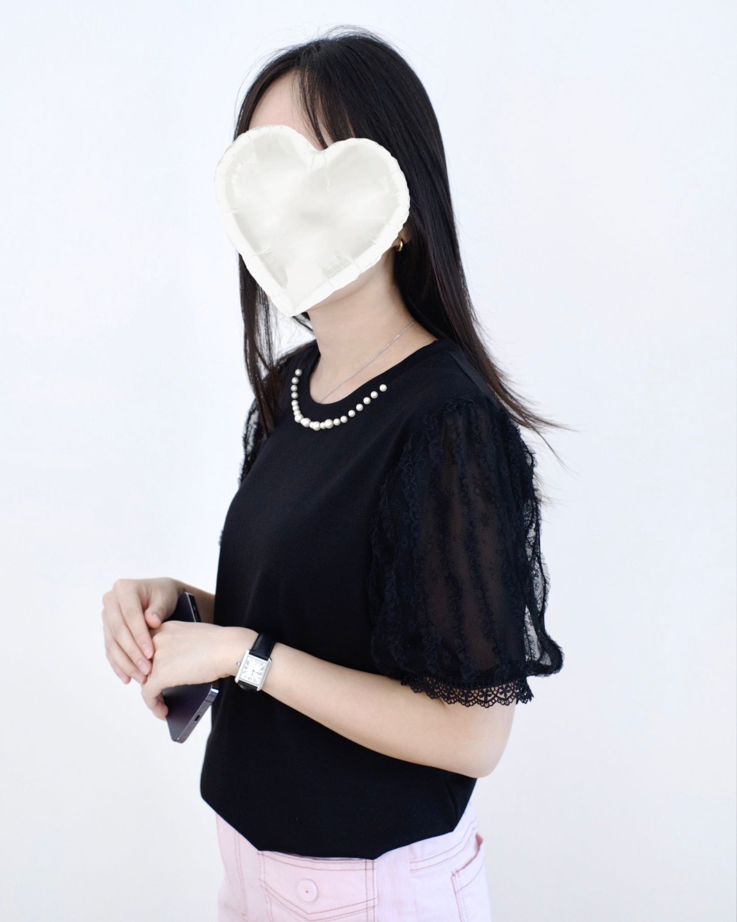 韓國珍珠併Lace透紗 Top