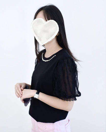 韓國珍珠併Lace透紗 Top