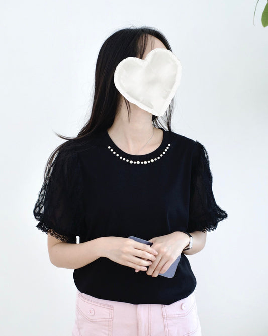 韓國珍珠併Lace透紗 Top