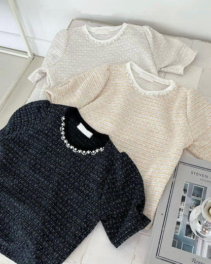 韓國珍珠Tweed Top