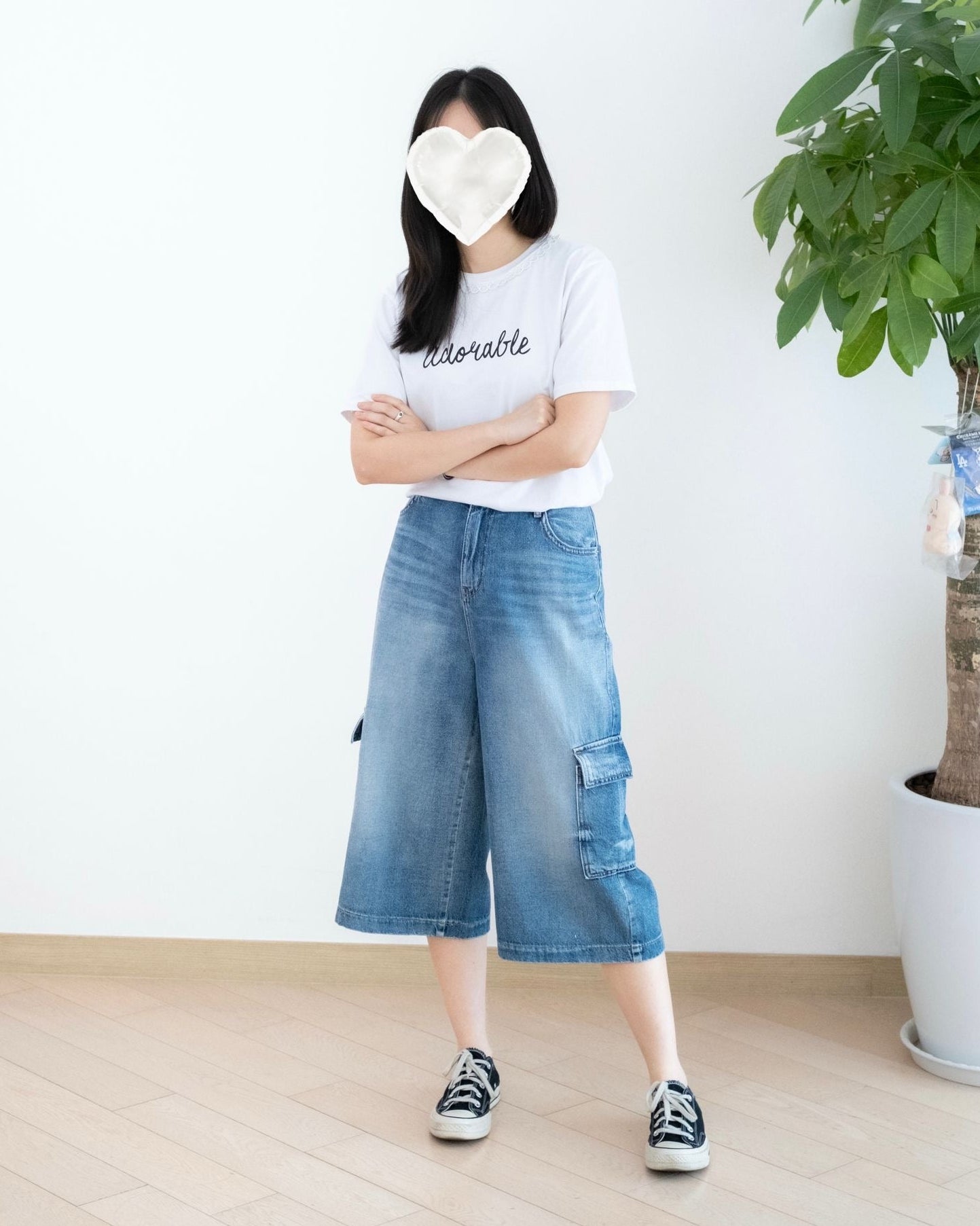 韓國工裝五分牛仔短褲