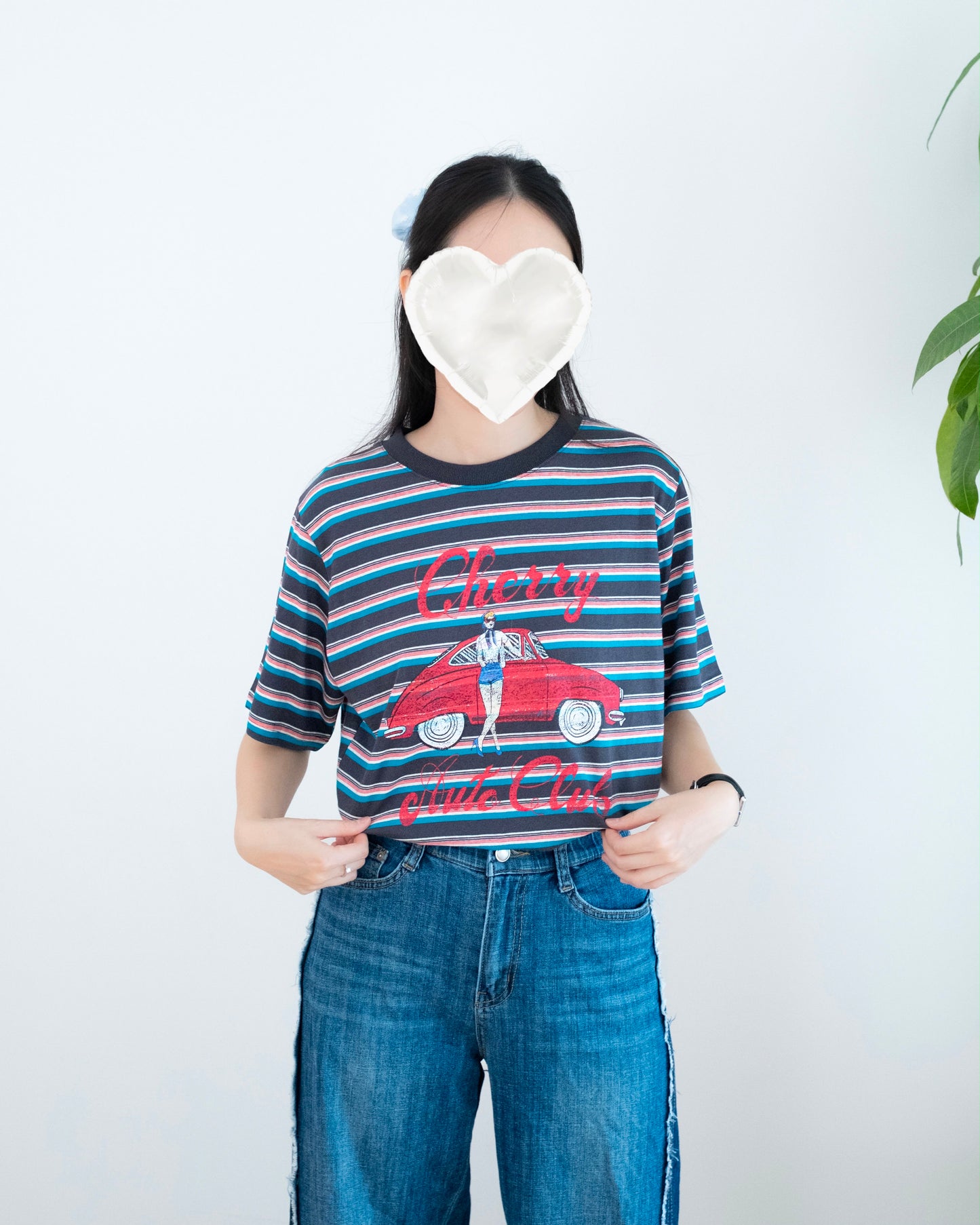 Cherry橫間車車圖案Tee