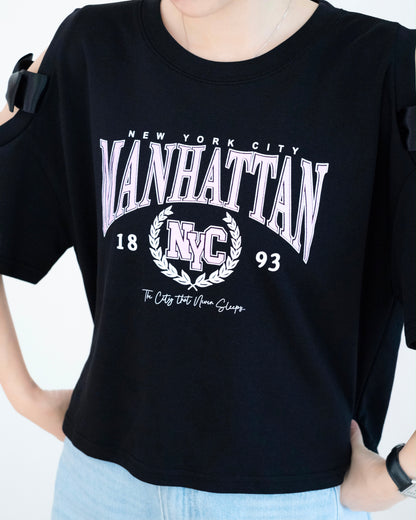 鏤空蝴蝶結撞英文字Tee