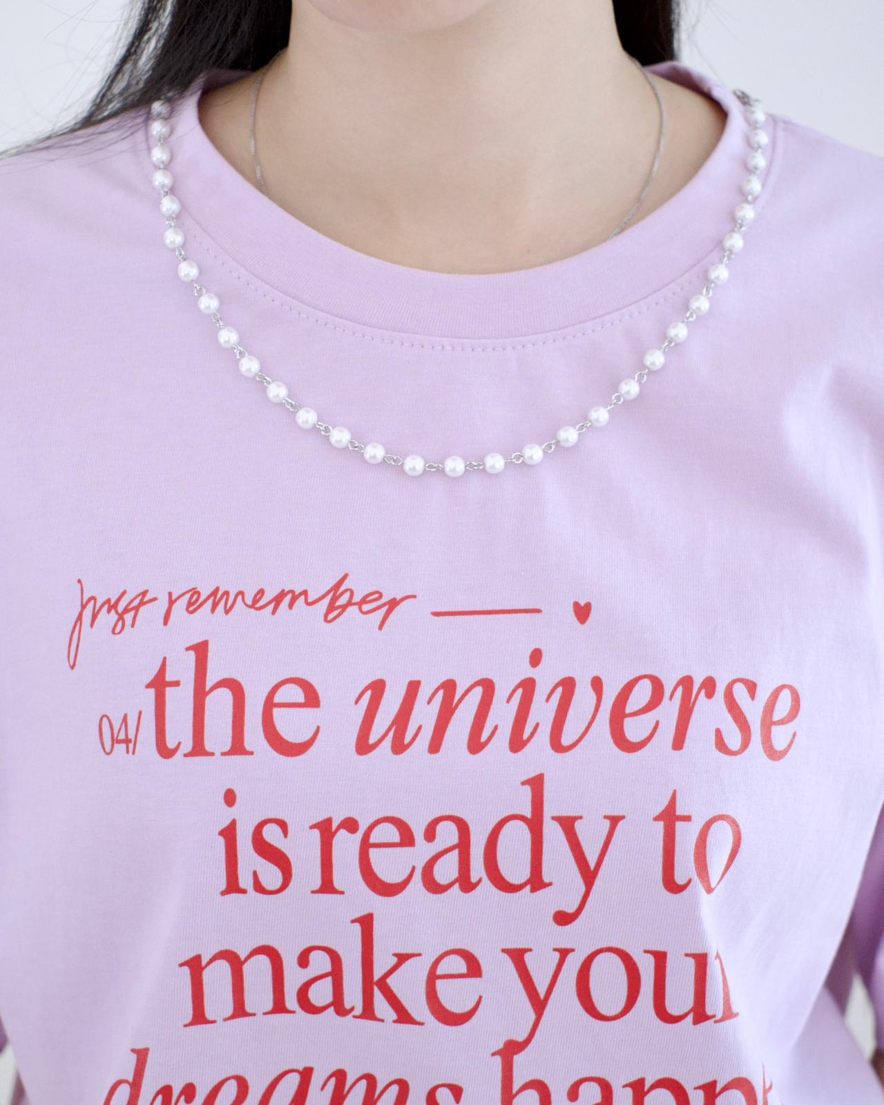 韓國珍珠鏈英文字母Tee