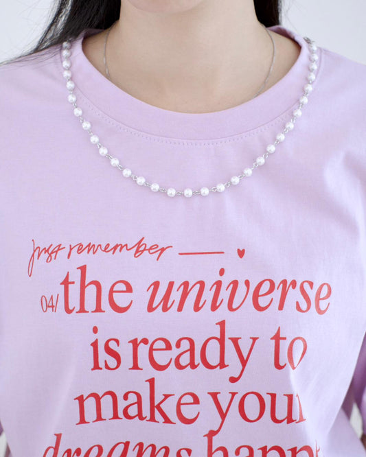 韓國珍珠鏈英文字母Tee