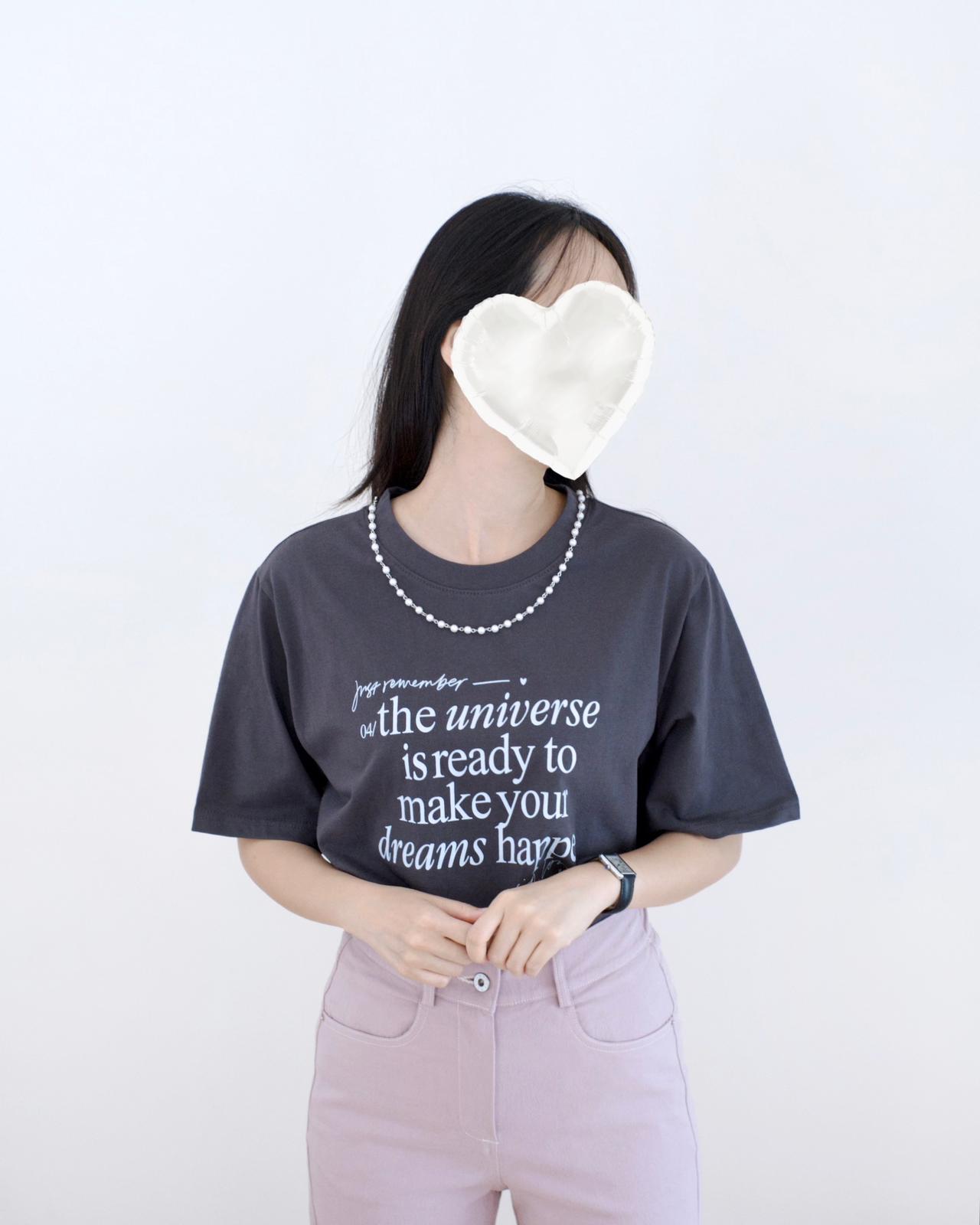 韓國珍珠鏈英文字母Tee