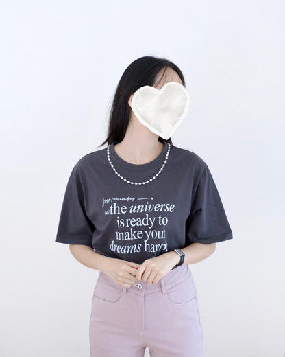 韓國珍珠鏈英文字母Tee