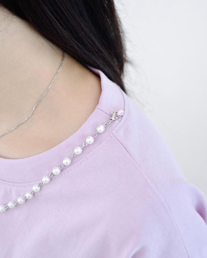 韓國珍珠鏈英文字母Tee