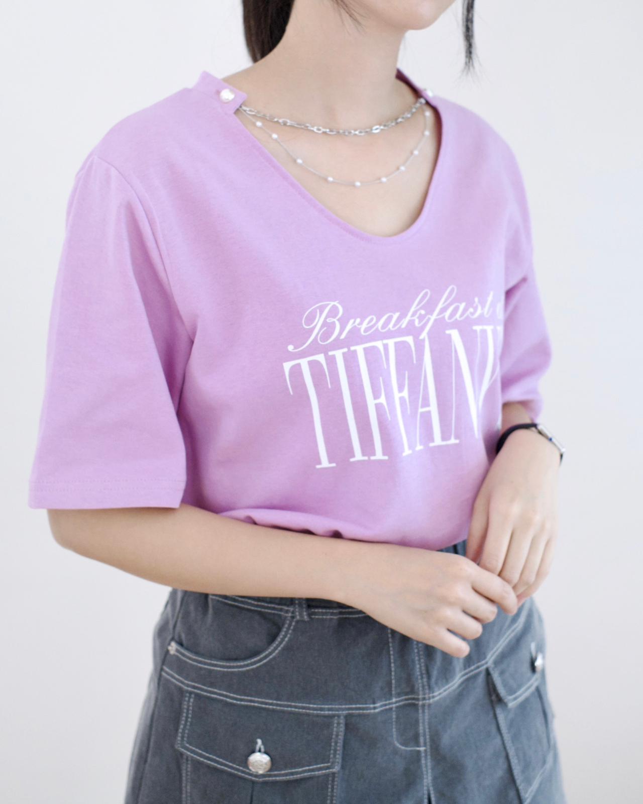 韓國小v領頸鏈Tee