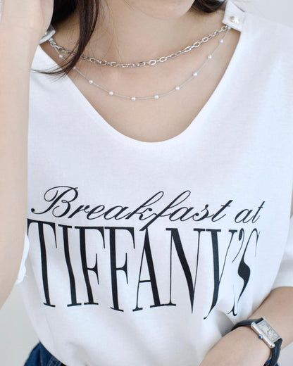 韓國小v領頸鏈Tee