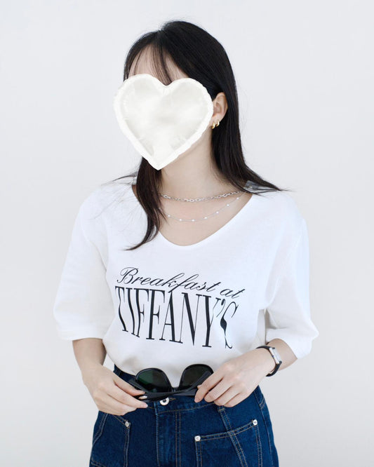 韓國小v領頸鏈Tee