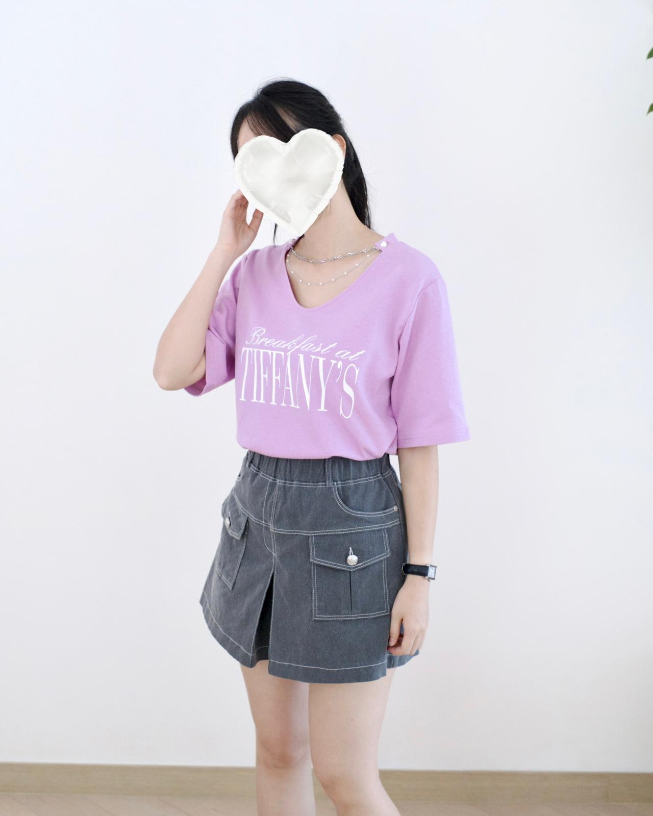 韓國小v領頸鏈Tee