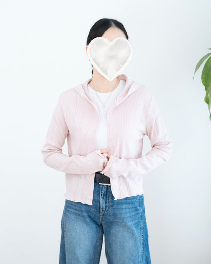 輕薄通花連帽針織外套