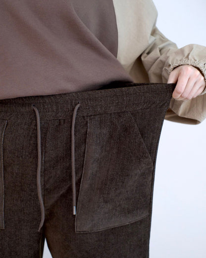 韓國毛巾料闊筒休閑褲︎