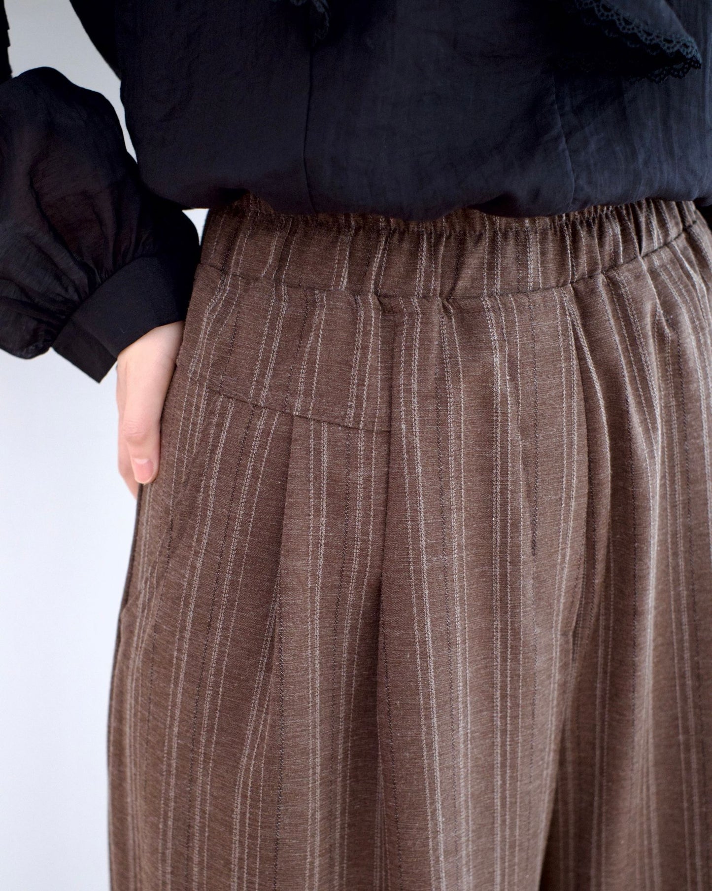 韓國條子闊筒扯布褲︎